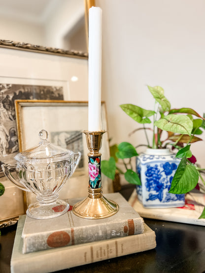 Cloisonne Floral Candlestick