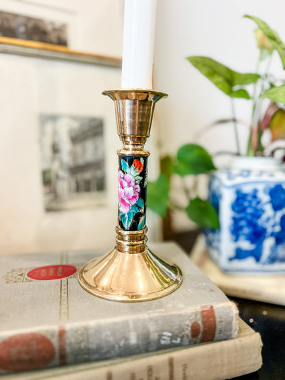 Cloisonne Floral Candlestick