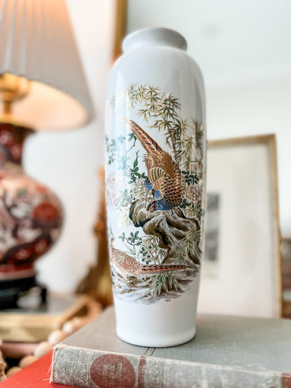 Japanese Pheasant Gold Rimmed Vase