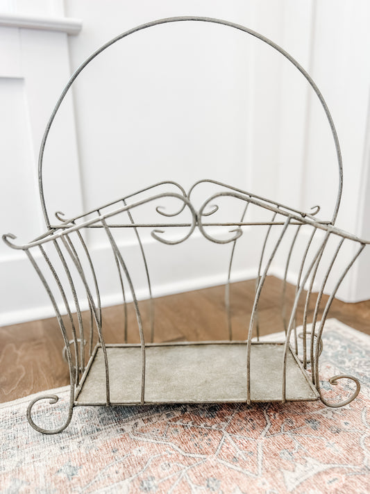 Vintage Metal Wire Scrolled Magazine Holder