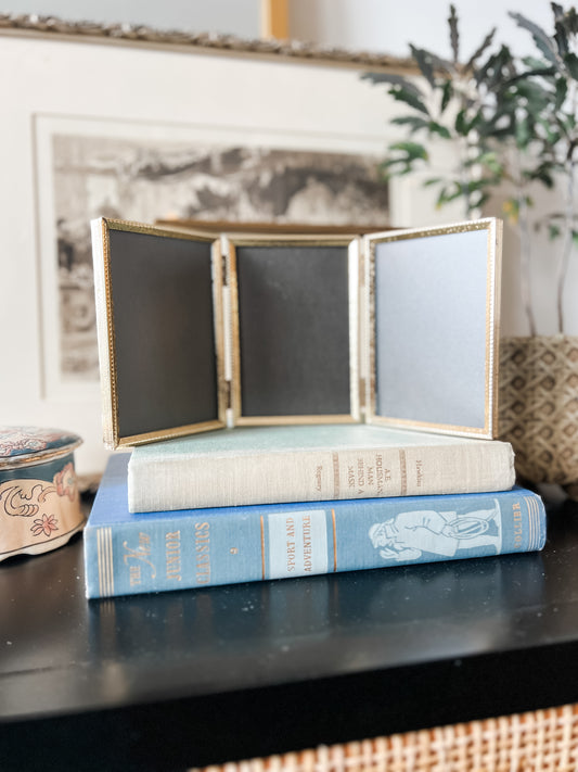 Tri-Fold Gold Tone Picture Frame