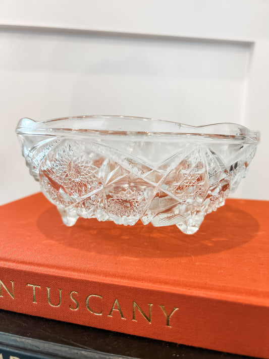 Jeannette Clear Cut Glass Fentec Bowl