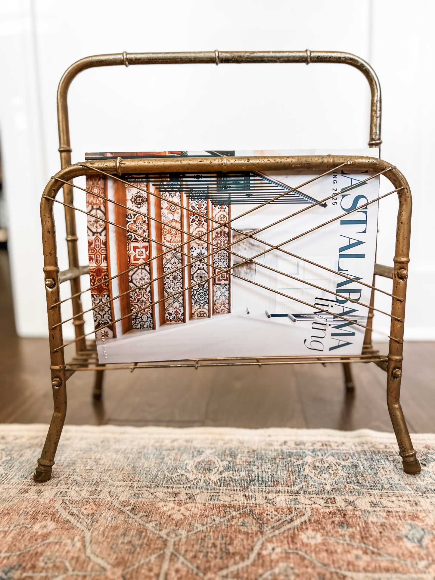 Vintage Bamboo MCM Brass magazine rack