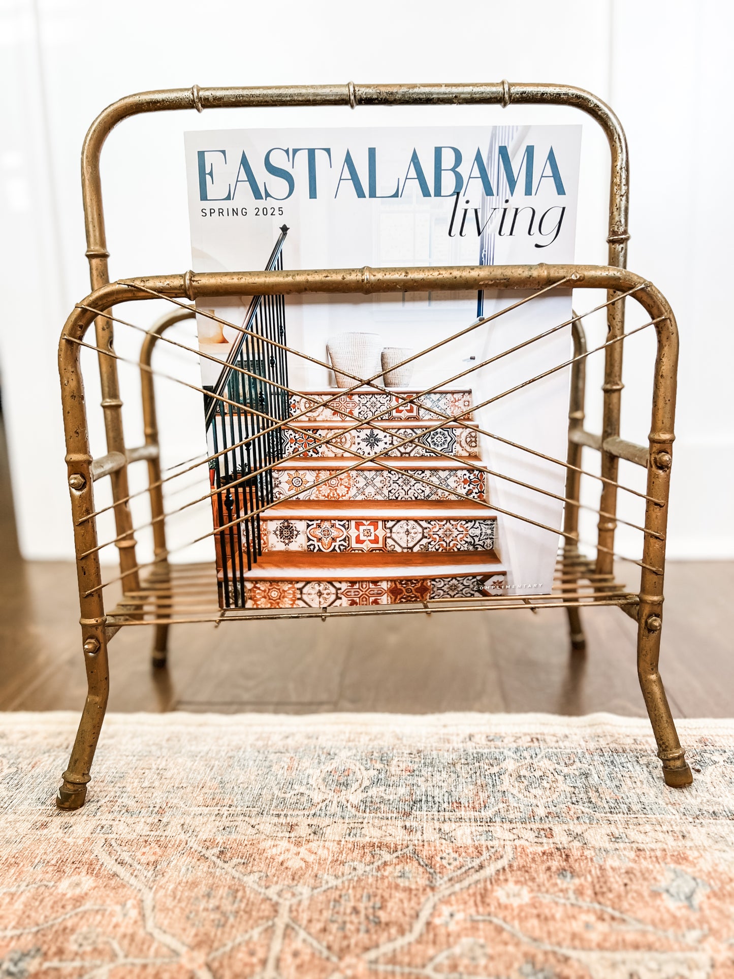 Vintage Bamboo MCM Brass magazine rack