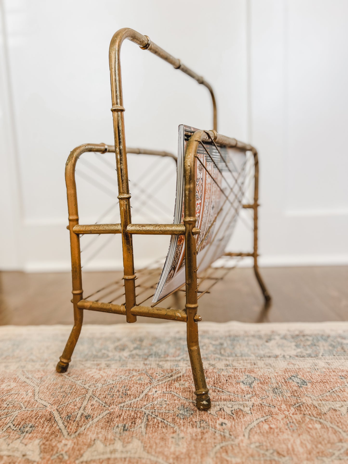 Vintage Bamboo MCM Brass magazine rack